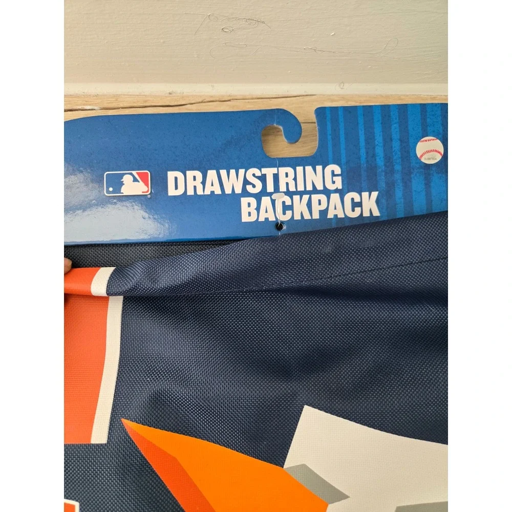 Houston Astros MLB Drawstring Backpack Navy Blue Orange Cinch Bag Collectible